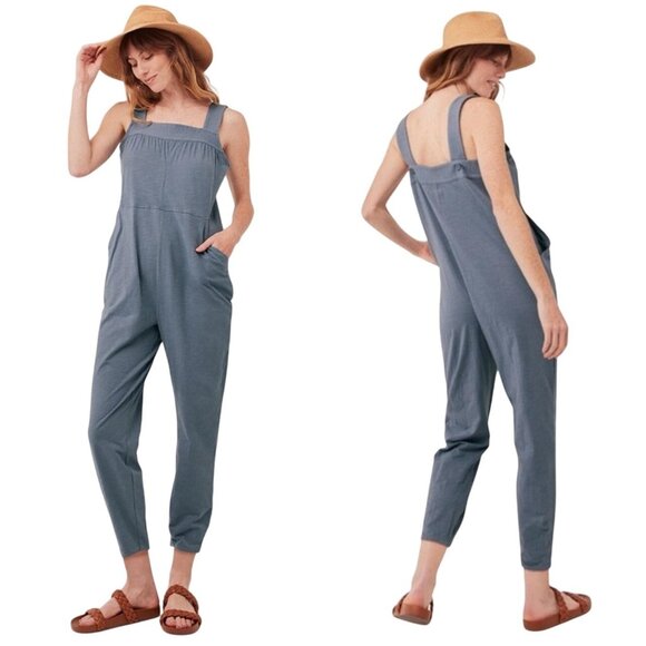 PACT Alice Overall Jumpsuit Blue Dusk 100% Organic Cotton Women’s Sz XL - Picture 1 of 12